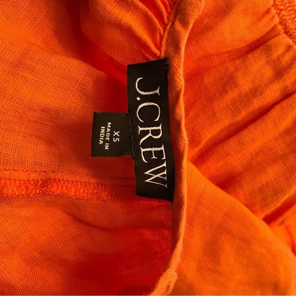 J Crew Palermo Smocked Waist Mini Dress 100% Linen 3/4 Sleeve Orange Size XS - Picture 6 of 6